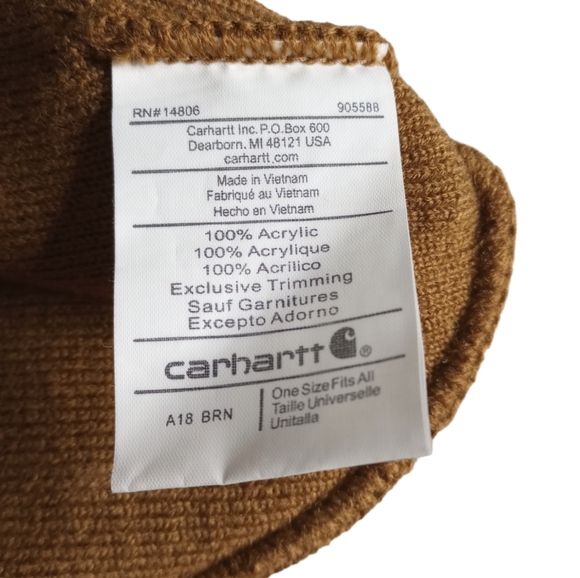 Carhartt Brown knit cuffed beanie- OS - Picture 3 of 3
